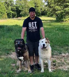 Owner with dogs
